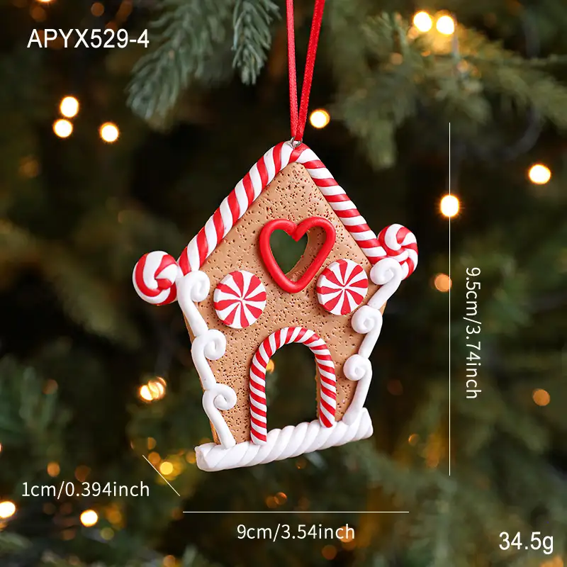 Vintage Cute Polymer Clay Gingerbread House Christmas Ornament