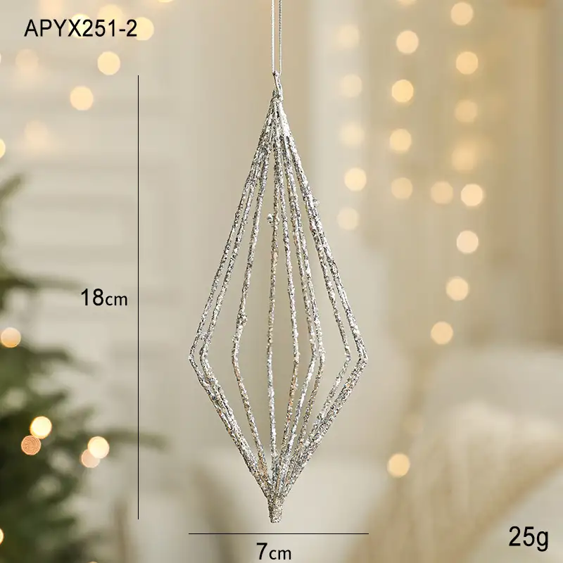 Gold Glitter Novelty-Shaped Christmas Ball Hanging Ornaments Holiday Decoration