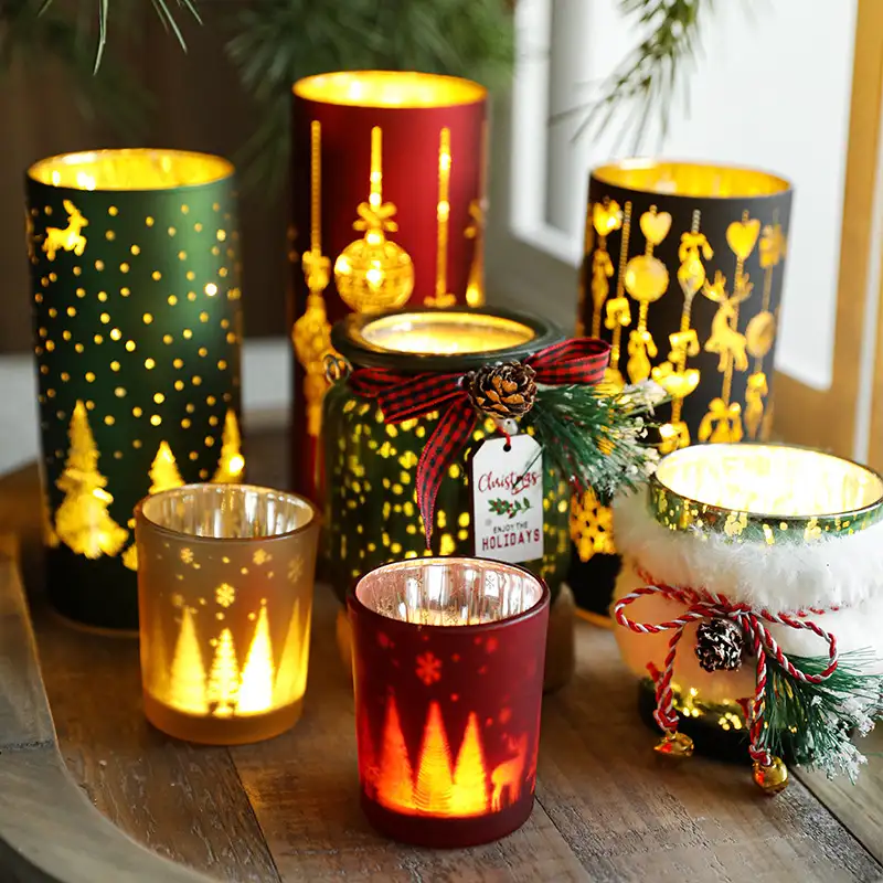 Christmas light-up glass electronic candle holder ornament