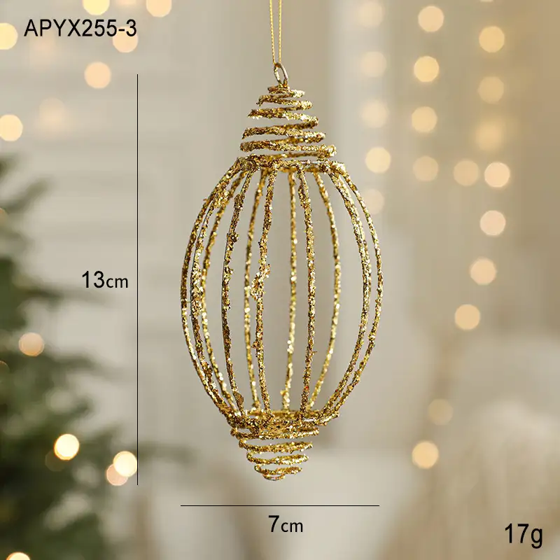 Gold Glitter Novelty-Shaped Christmas Ball Hanging Ornaments Holiday Decoration