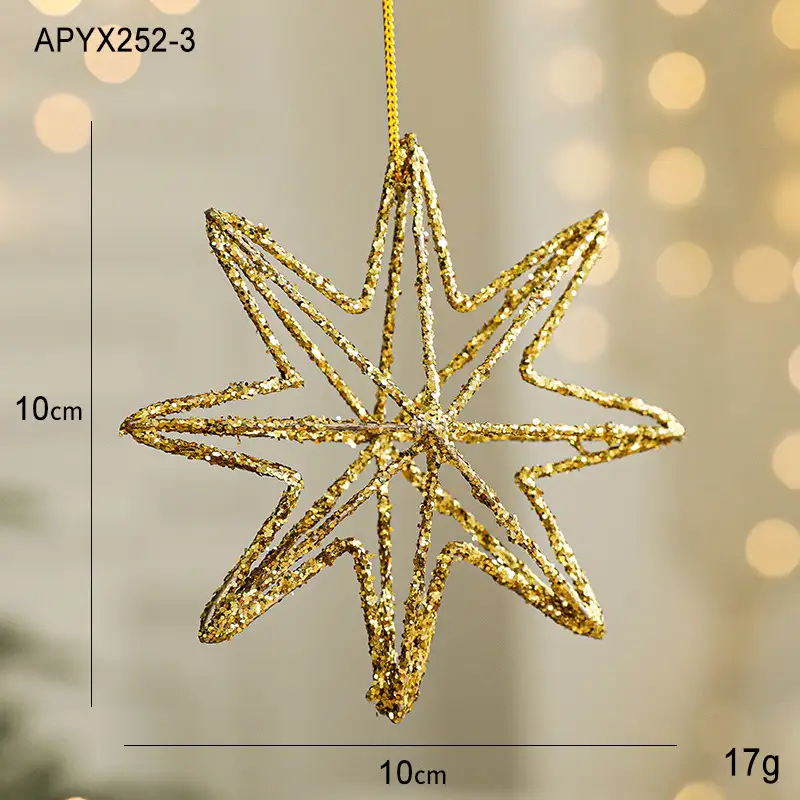 Gold Glitter Novelty-Shaped Christmas Ball Hanging Ornaments Holiday Decoration