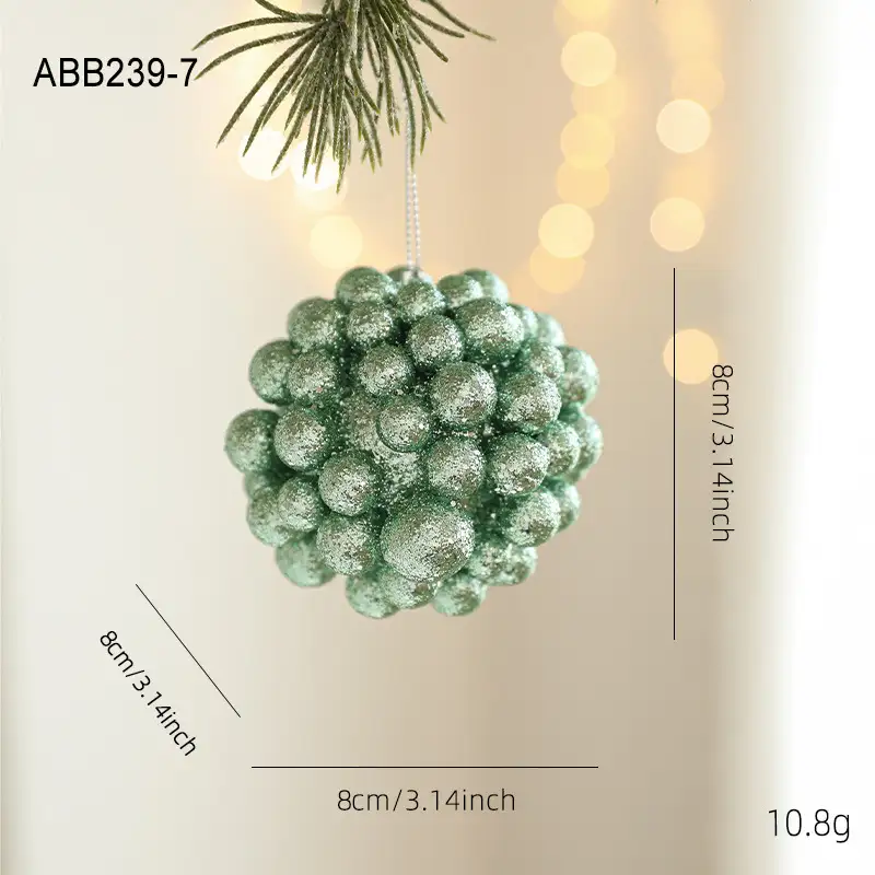 Green Glitter Foam Christmas Hanging Ball Ornament