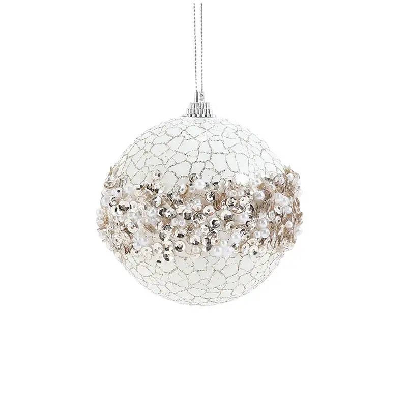 Gold Glitter Sequin Crackled Foam Christmas Ball Ornament