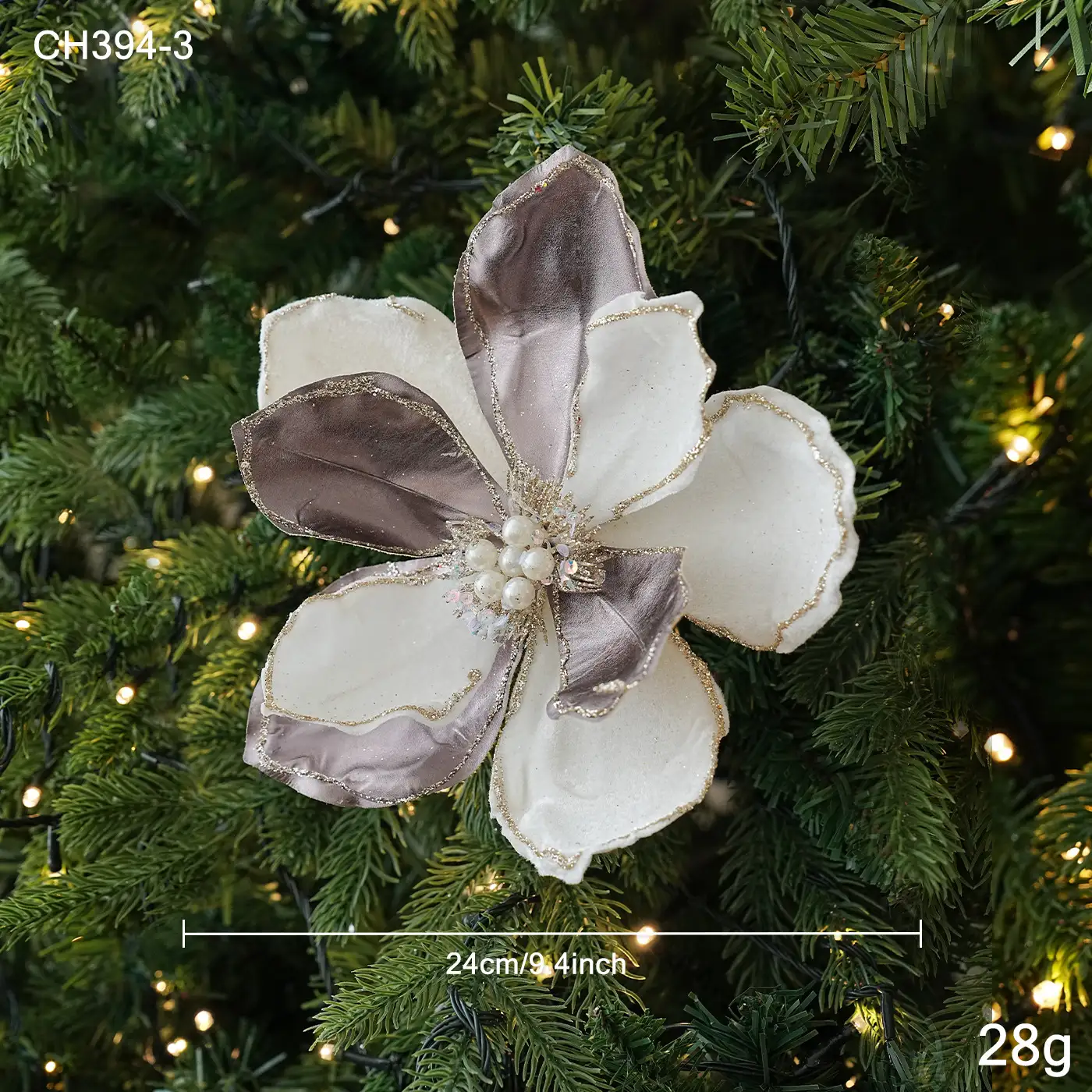Multicolored Fabric Christmas Flower Hanging Ornament for Home and Party Decoration