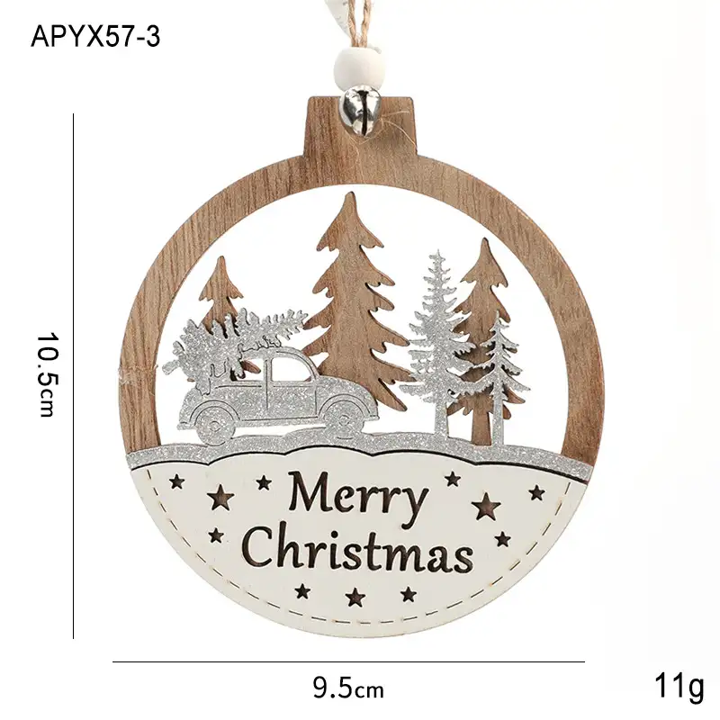 Natural Wood Color Irregular Christmas Tree Ornaments