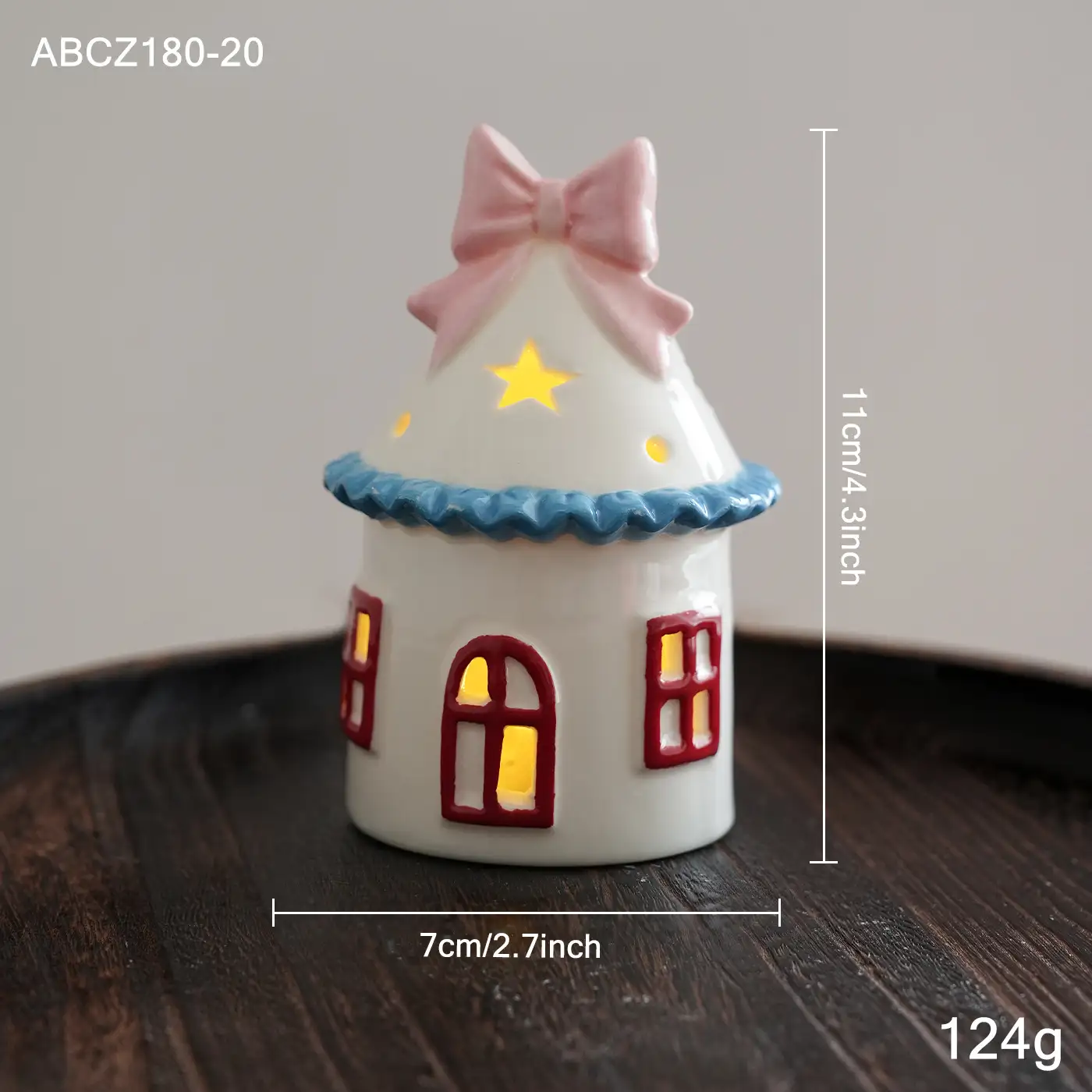 Painted Ceramic Lighted Christmas House Tabletop Ornament