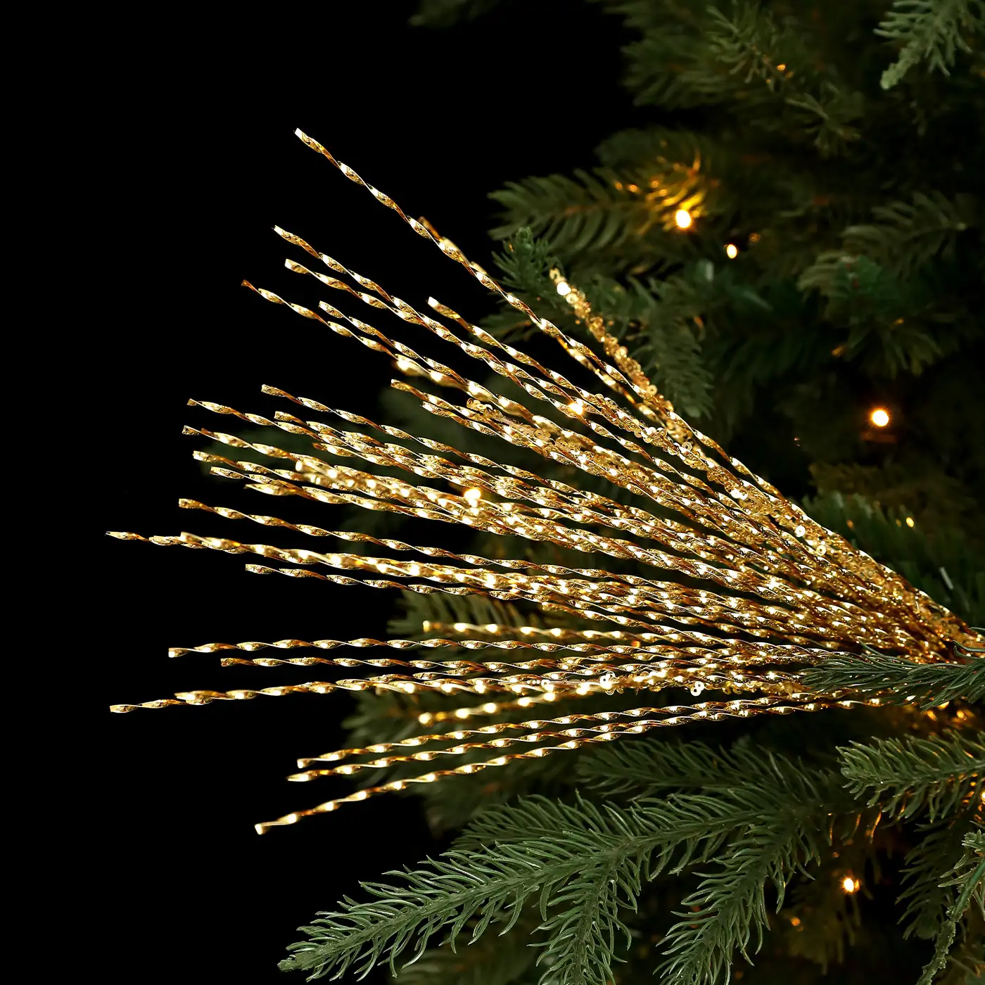 Gold Glitter Sequin Wheat Stalk Christmas Pick Decoration