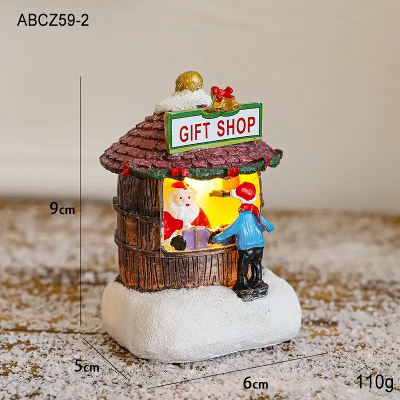 樹脂帶燈聖誕小屋桌面擺件