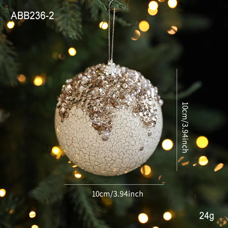 Gold Glitter Sequin Crackled Foam Christmas Ball Ornament