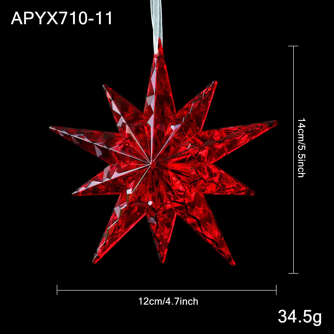 Red transparent snowflake Christmas hanging ornament