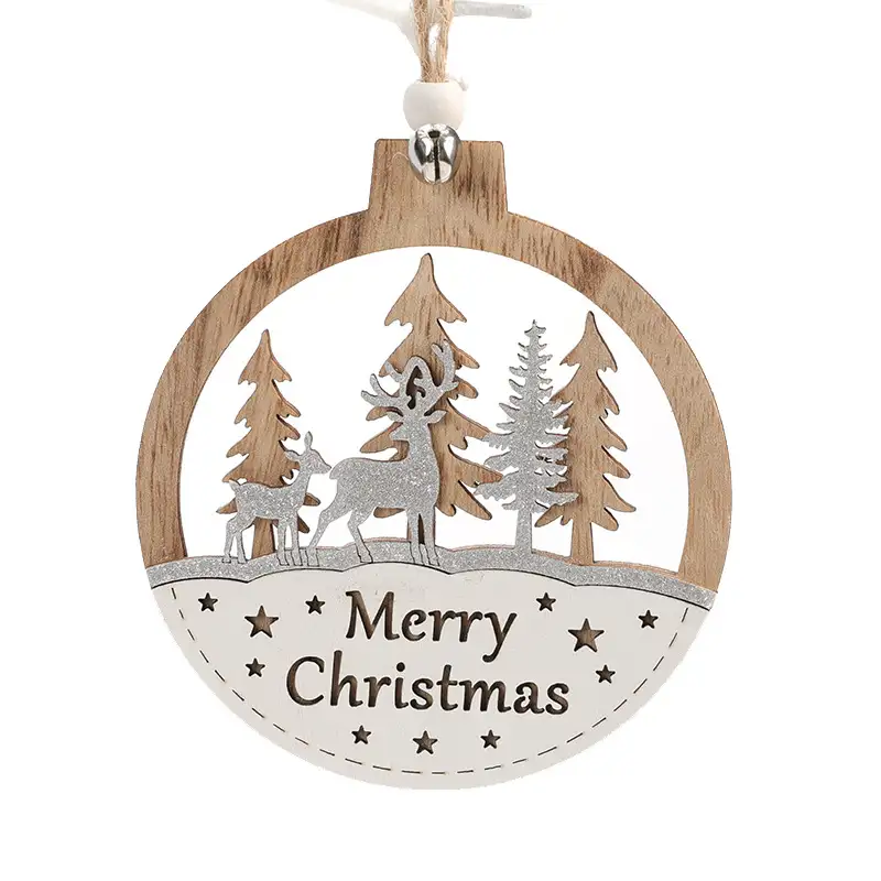 Natural Wood Color Irregular Christmas Tree Ornaments
