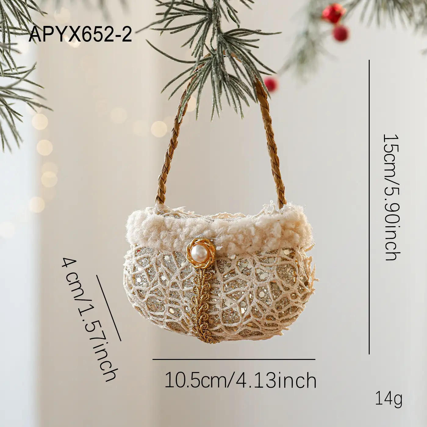 Champagne-Colored Pearl Foam Christmas Hanging Ornament