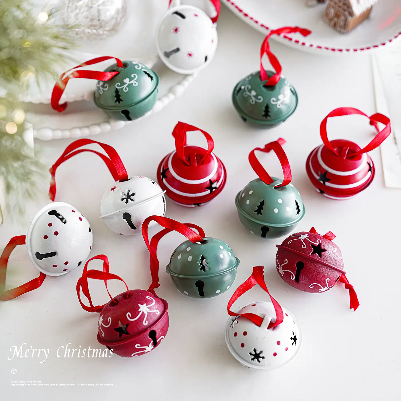 Iron Christmas Bell Hanging Ornaments, Multiple Designs