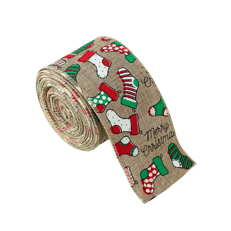 Handmade Faux Linen Christmas Bow Ribbon Decoration