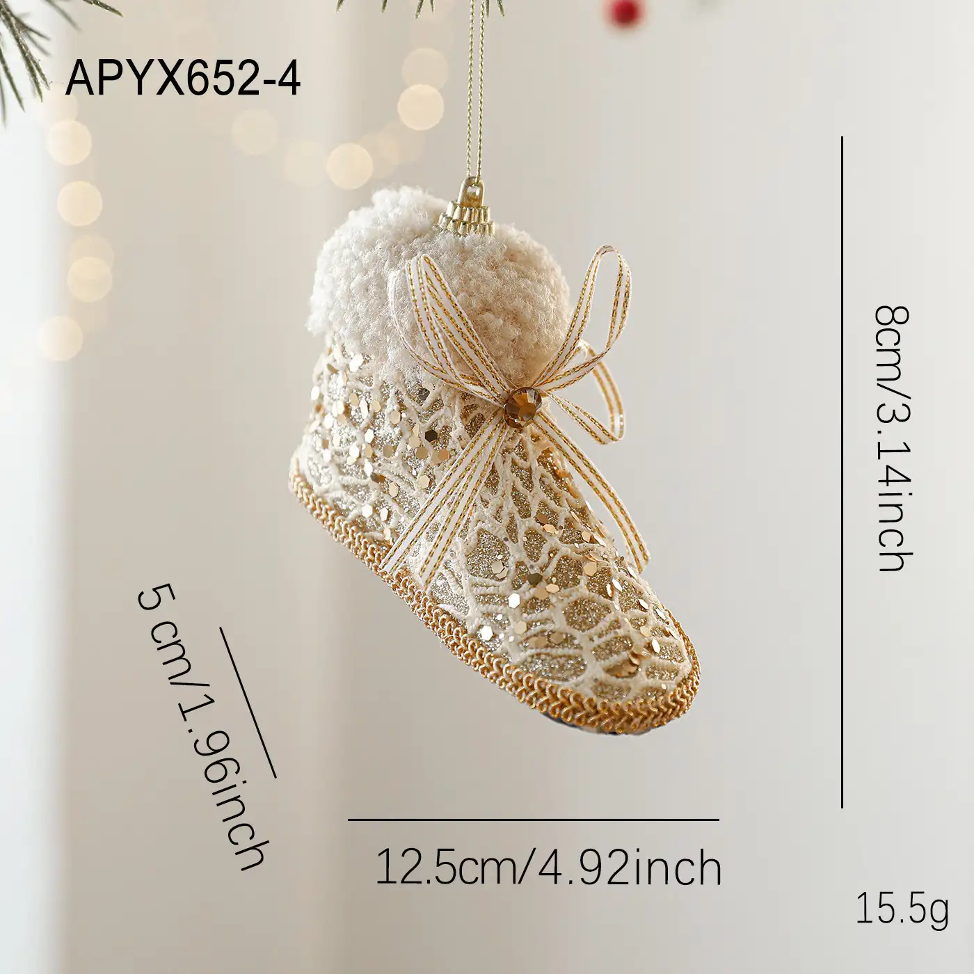 Champagne-Colored Pearl Foam Christmas Hanging Ornament