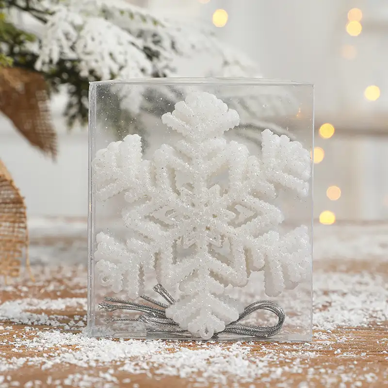 金白黏粉塑料雪花掛件聖誕樹用