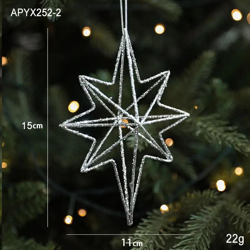 Ironwork Silver Glittered Burst-Star Christmas Ball Ornament