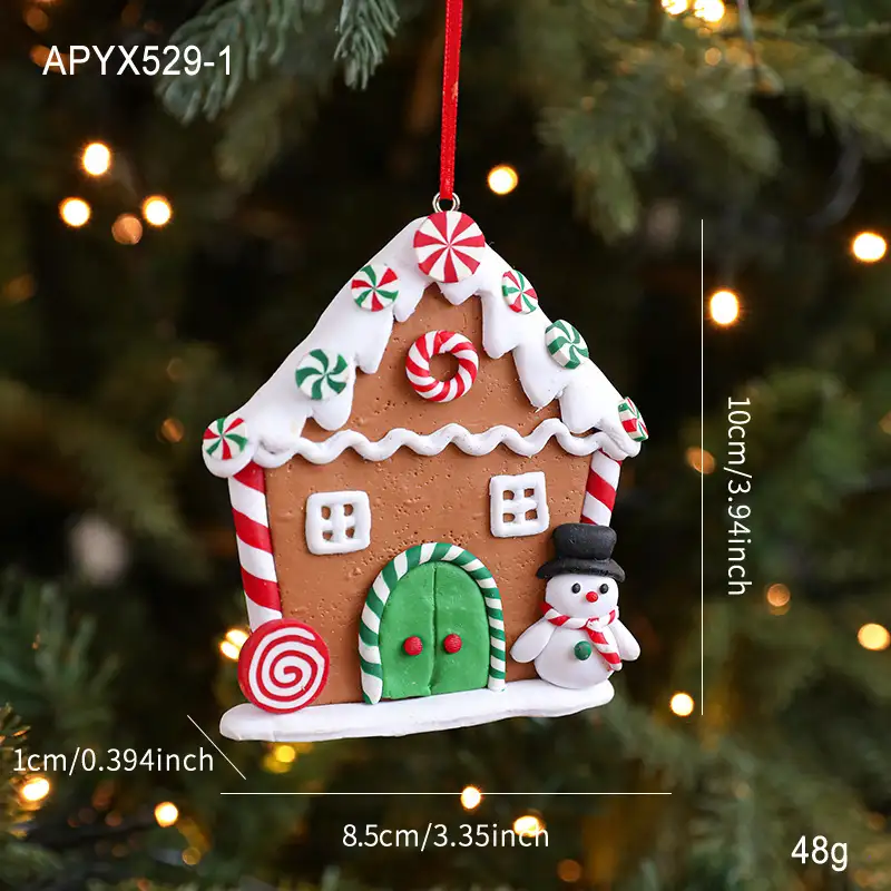 Vintage Cute Polymer Clay Gingerbread House Christmas Ornament