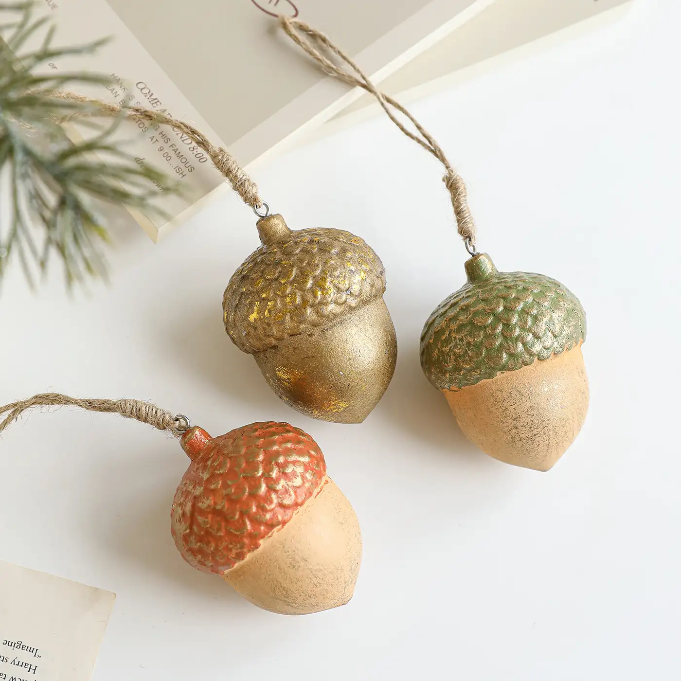 Wooden Acorn Christmas Tree Ornament, Colorful Home Decoration