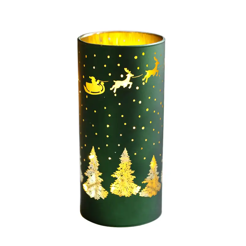 Christmas light-up glass electronic candle holder ornament