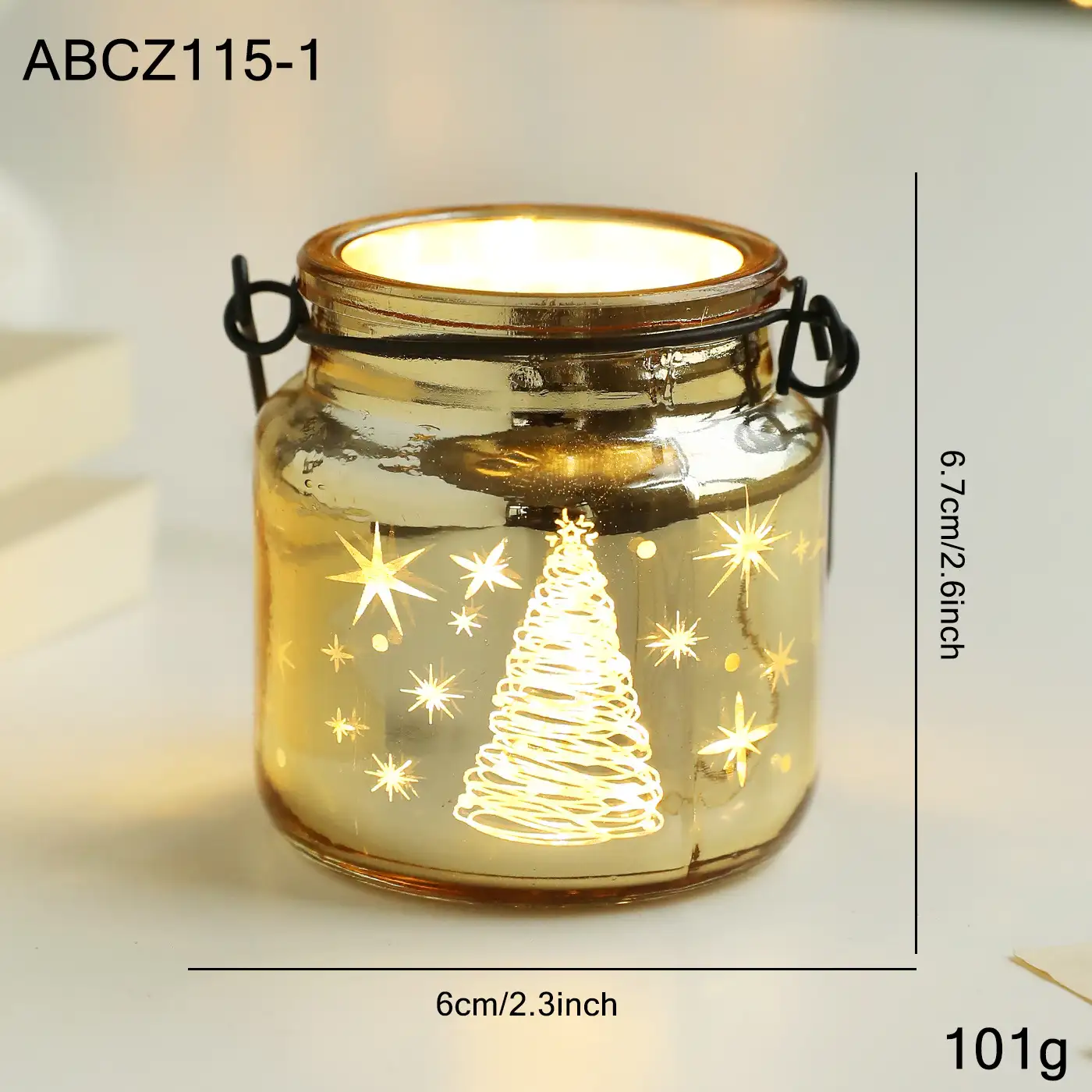 Christmas light-up glass electronic candle holder ornament