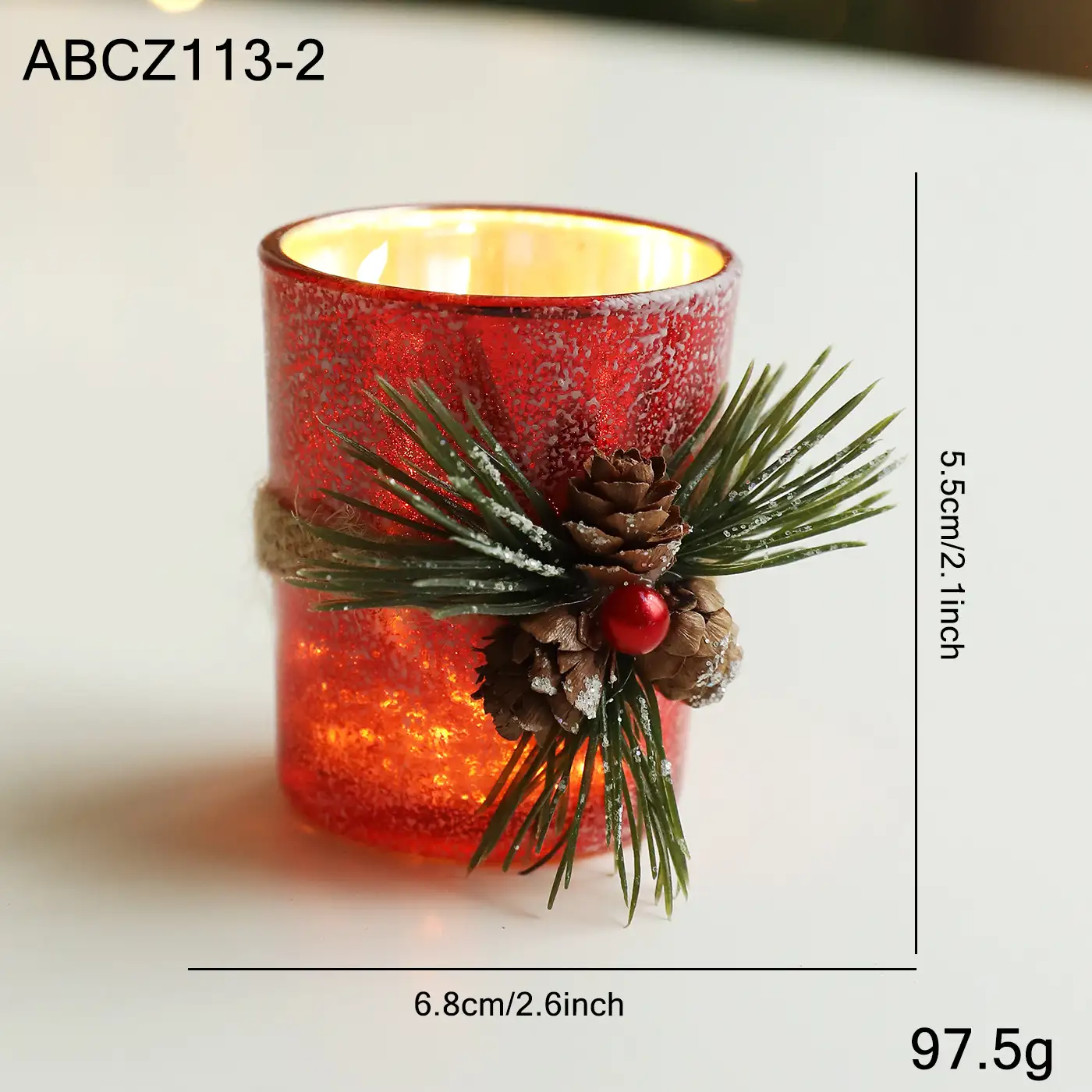 Christmas light-up glass electronic candle holder ornament