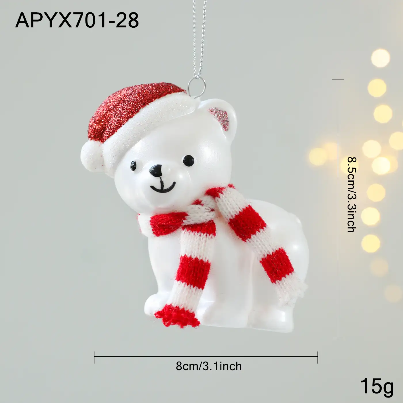 Red and White Plastic 3D Cartoon Christmas Hanging Ornament