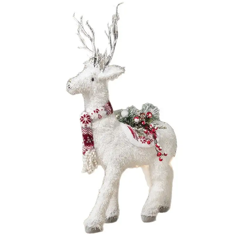 White Reindeer Christmas Figurine for Window Display
