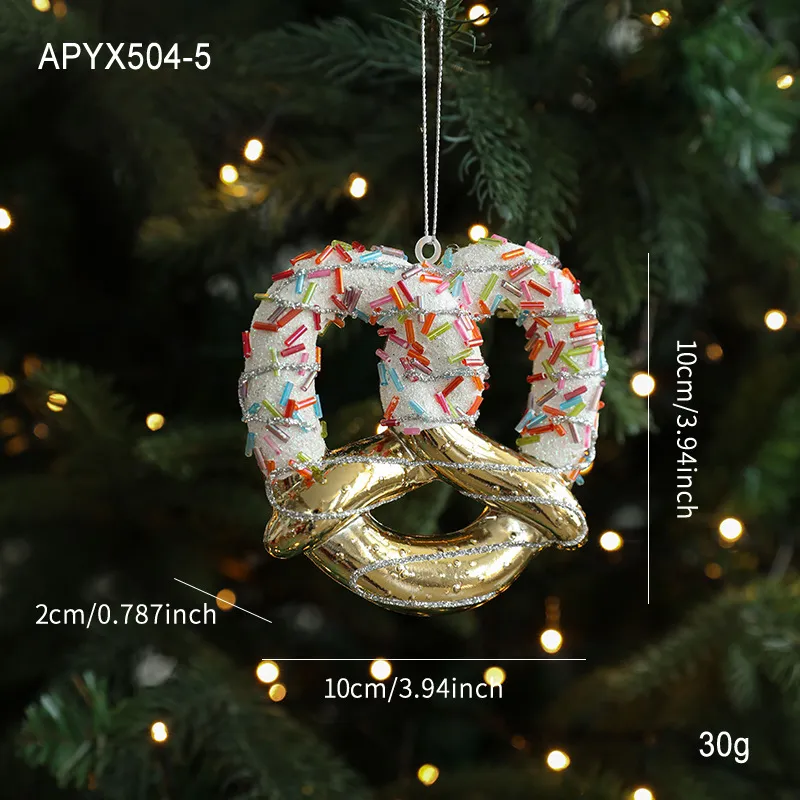 金色亮粉塑膠卡通聖誕掛飾