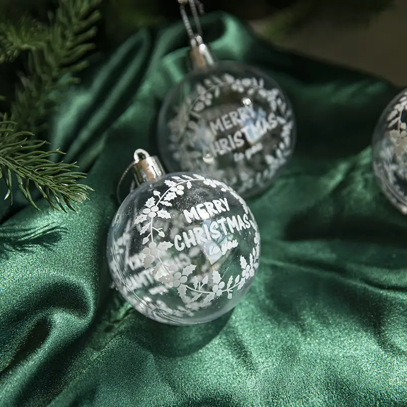 Transparent Acrylic Painted Christmas Ball Hanging Ornament