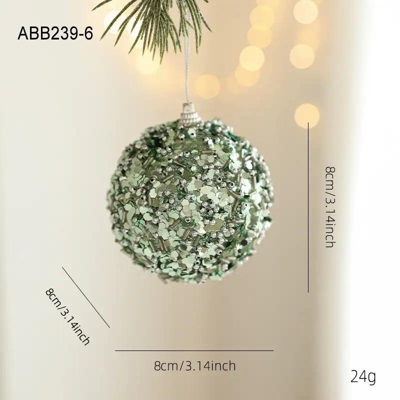Green Glitter Foam Christmas Hanging Ball Ornament