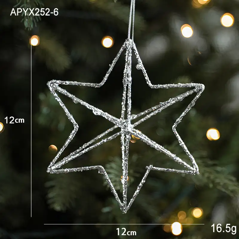 Ironwork Silver Glittered Burst-Star Christmas Ball Ornament