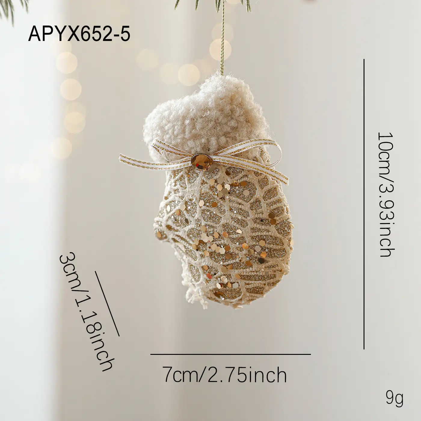 Champagne-Colored Pearl Foam Christmas Hanging Ornament
