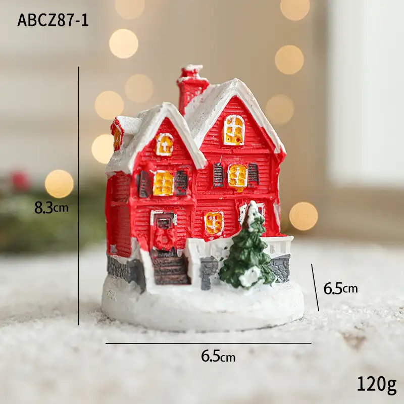 樹脂聖誕迷你桌面擺件房屋雪人款