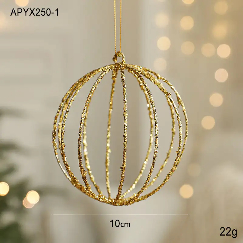 Gold Glitter Novelty-Shaped Christmas Ball Hanging Ornaments Holiday Decoration