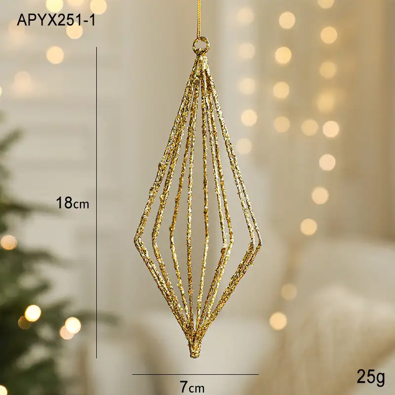 Gold Glitter Novelty-Shaped Christmas Ball Hanging Ornaments Holiday Decoration