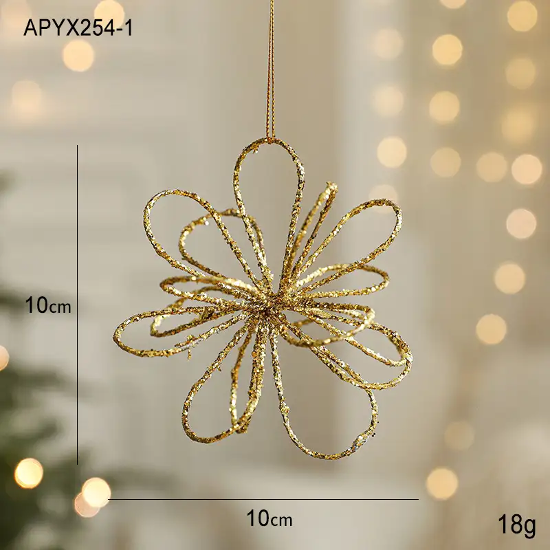 Gold Glitter Novelty-Shaped Christmas Ball Hanging Ornaments Holiday Decoration