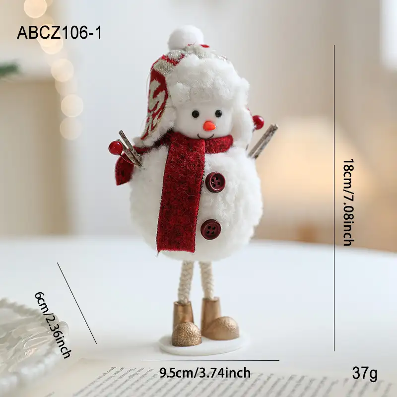 可愛聖誕毛絨雪人桌面擺飾（紅圍巾）