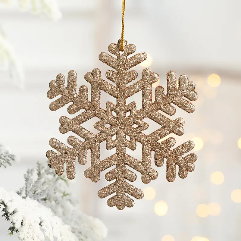 金白黏粉塑料雪花掛件聖誕樹用