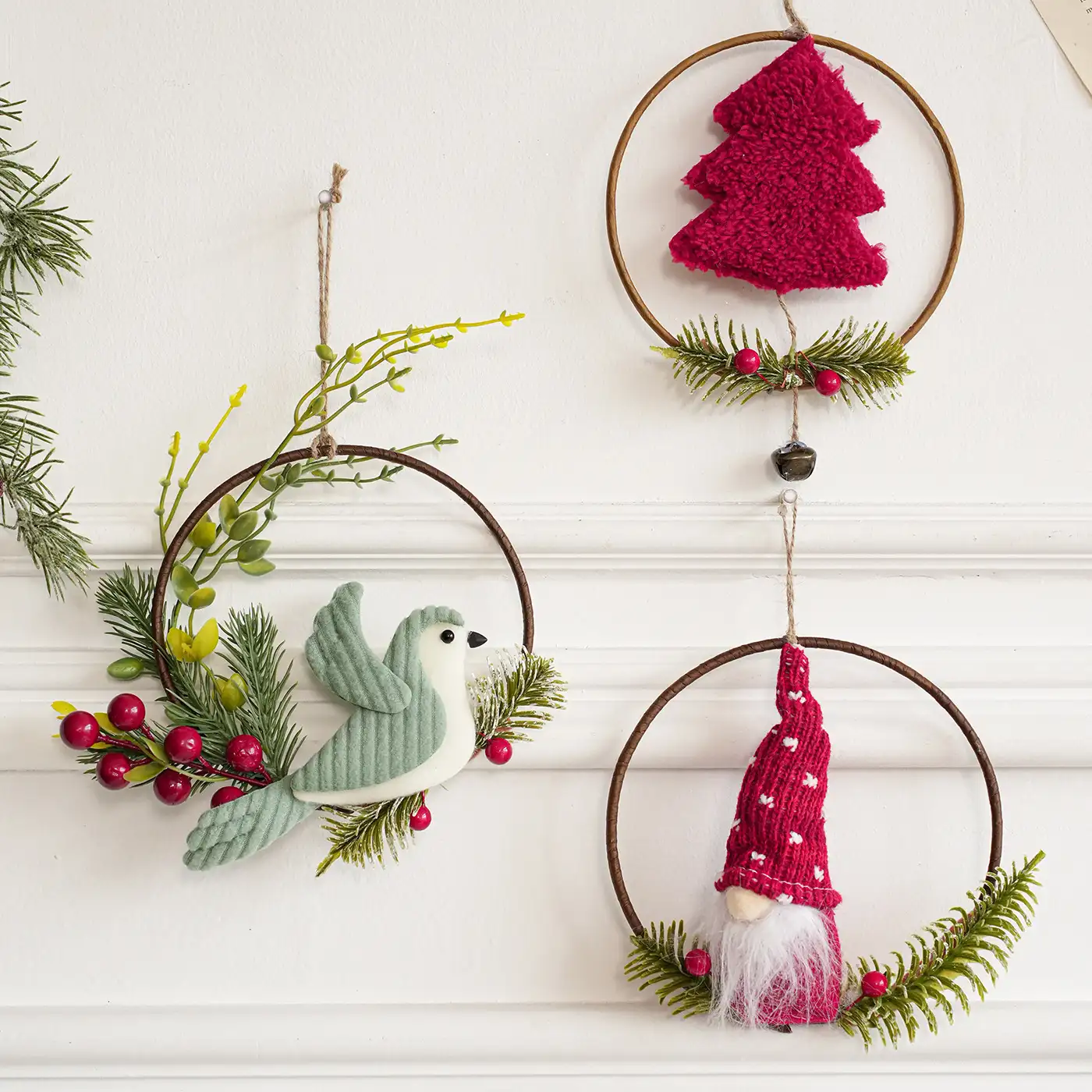 Christmas Plush Bird Wreath Ornament