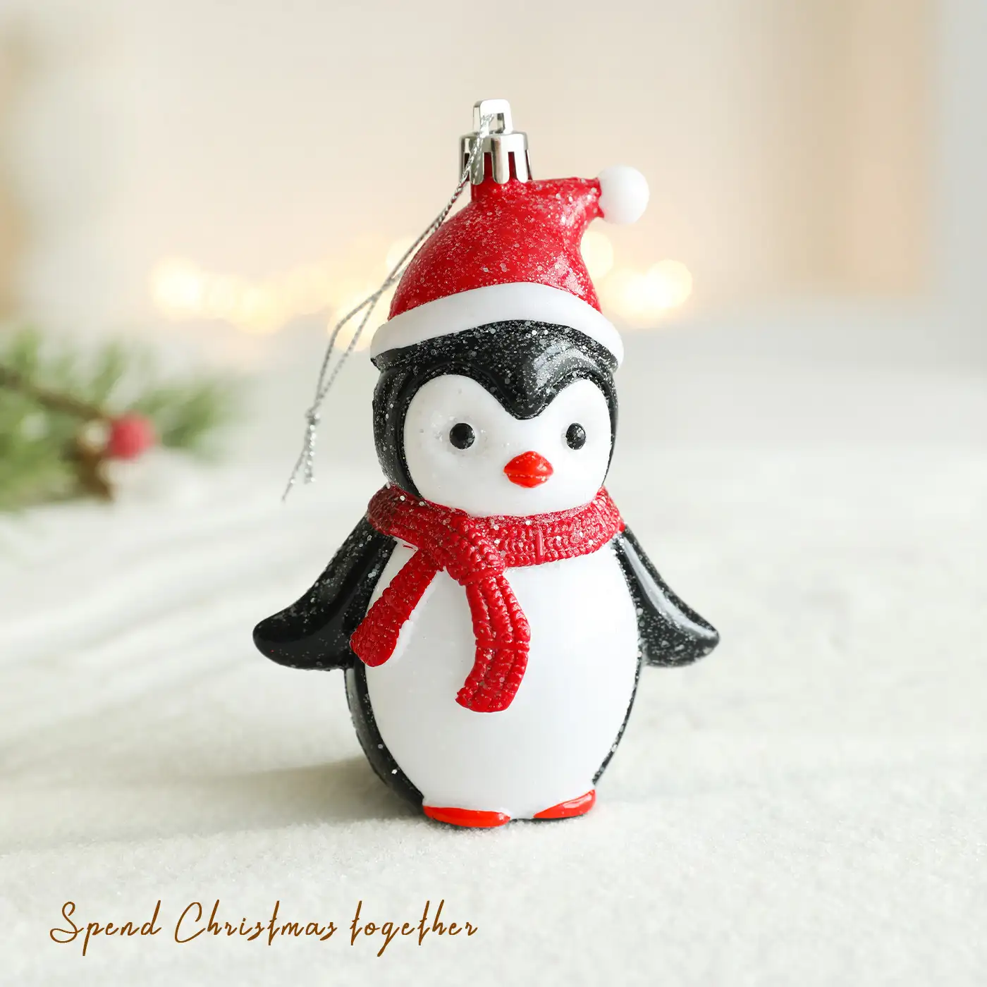Red and White Plastic 3D Cartoon Christmas Hanging Ornament