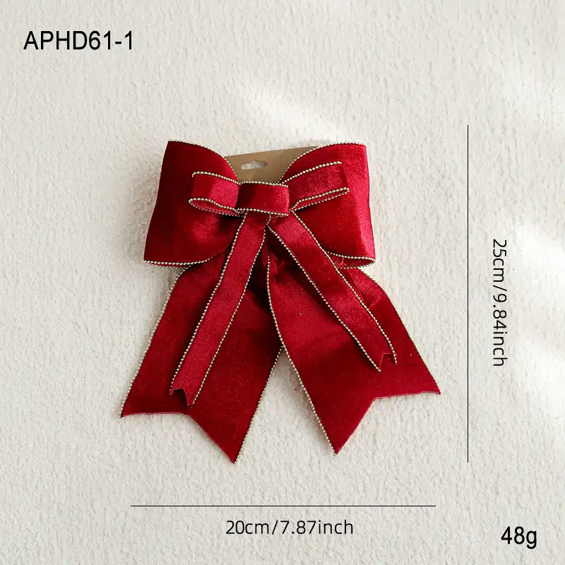 紅色絲絨蝴蝶結聖誕樹掛飾