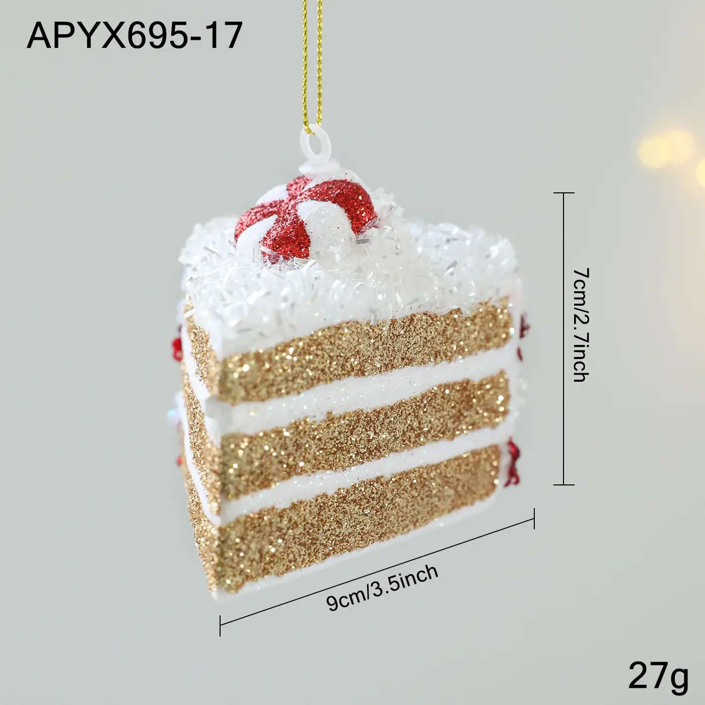 金色閃粉卡通聖誕樹掛飾