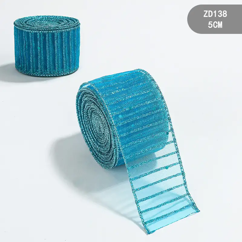 紗底金粉亮片聖誕絲帶200cm