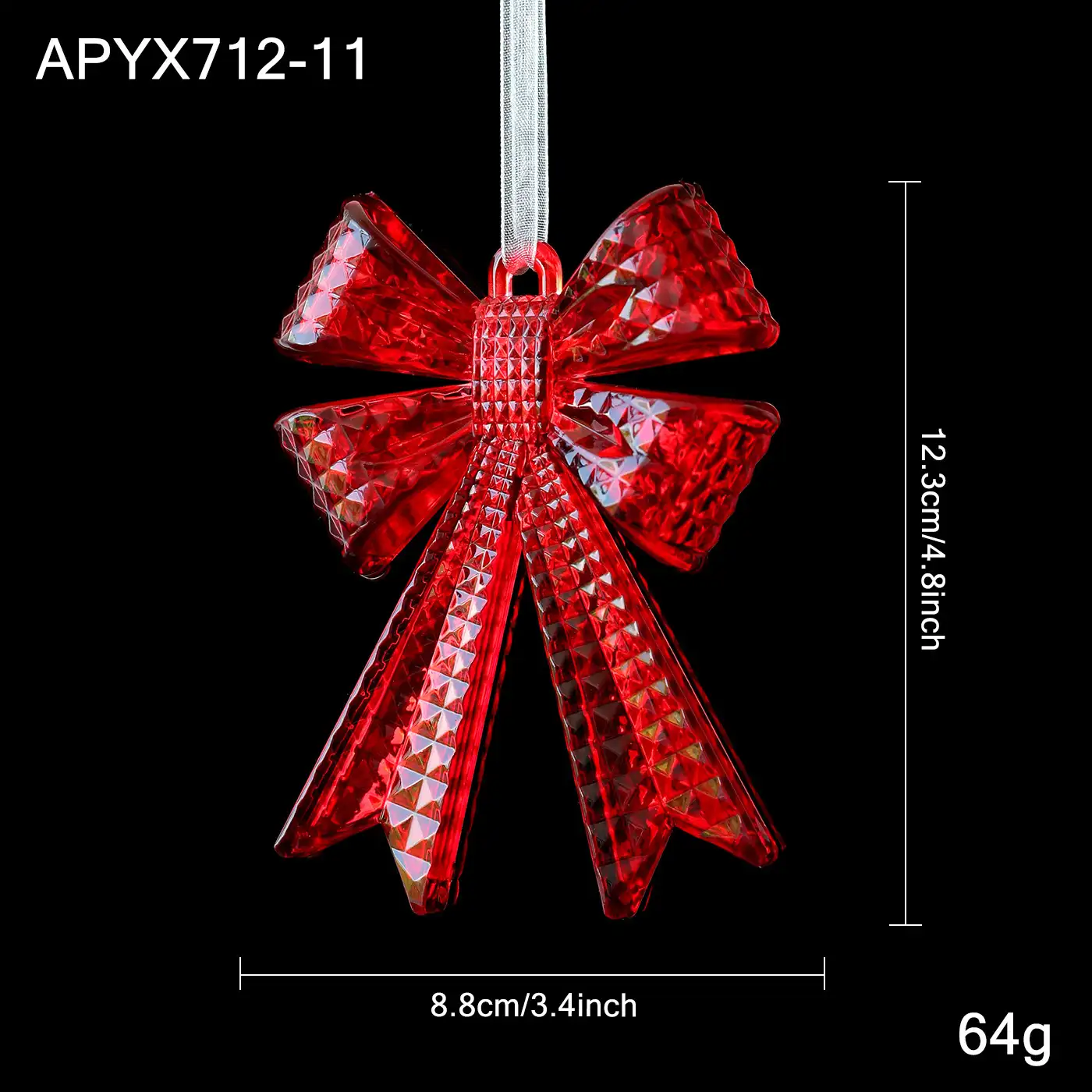 Red transparent snowflake Christmas hanging ornament