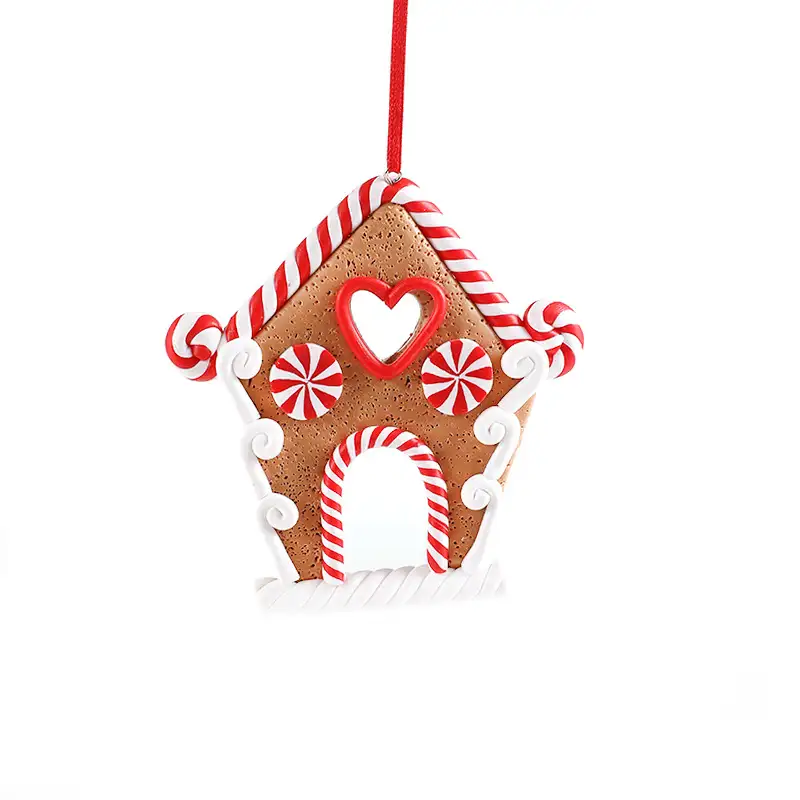 Vintage Cute Polymer Clay Gingerbread House Christmas Ornament