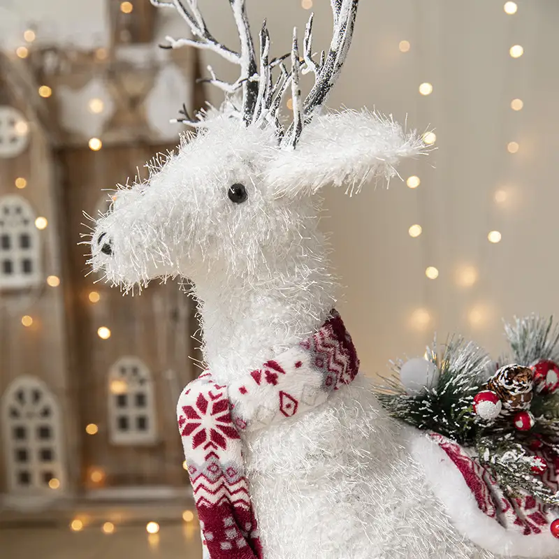 White Reindeer Christmas Figurine for Window Display