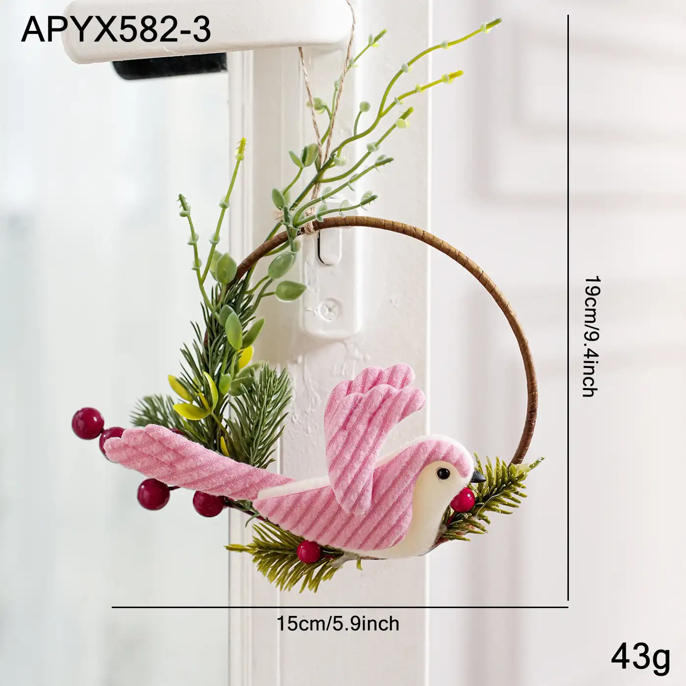 Christmas Plush Bird Wreath Ornament