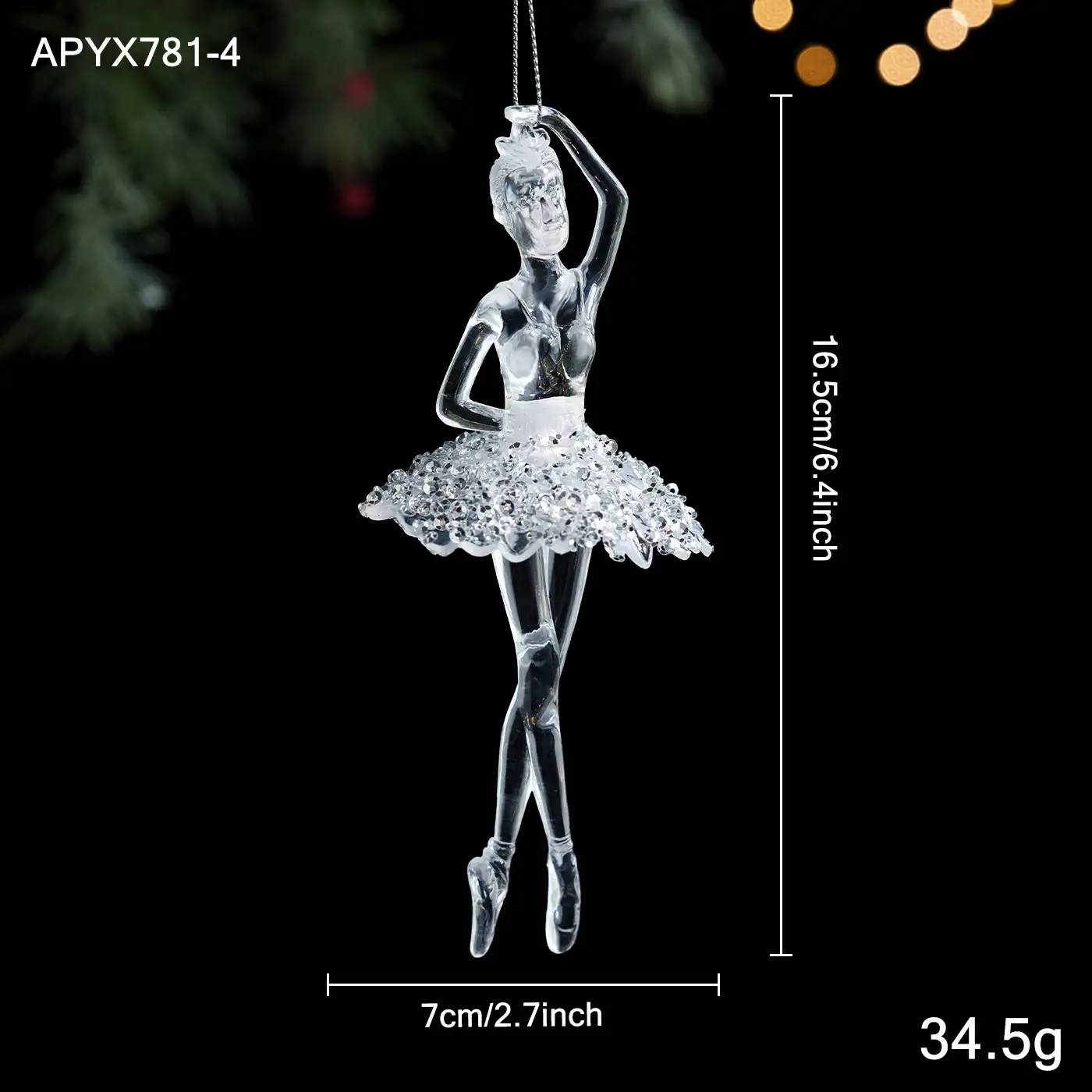 Transparent Acrylic Christmas Reindeer Hanging Ornament
