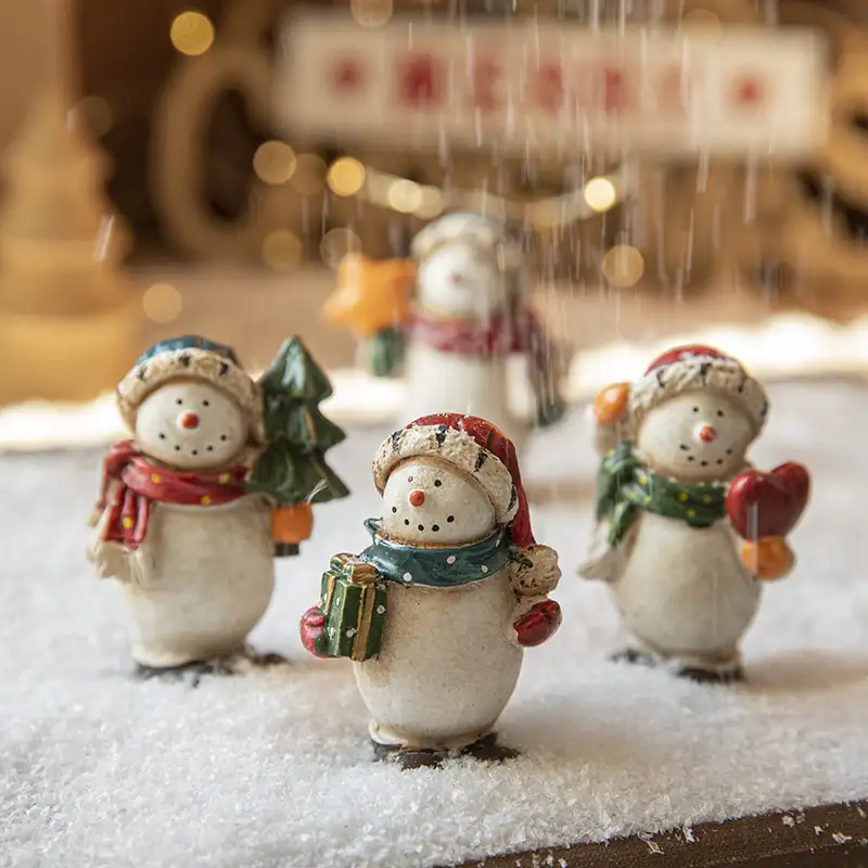 Creative Christmas Painted Resin Snowman Ornament